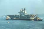 HMS Eagle leaving Plymouth to be scrapped