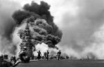 USS Bunker Hill on Fire